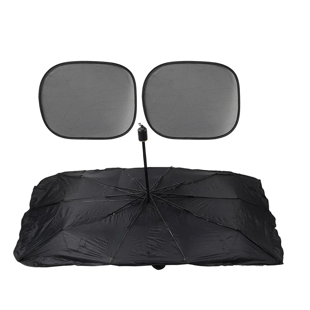 Windshield Sun Shade Umbrella Front Visor L Size Silver for Car
