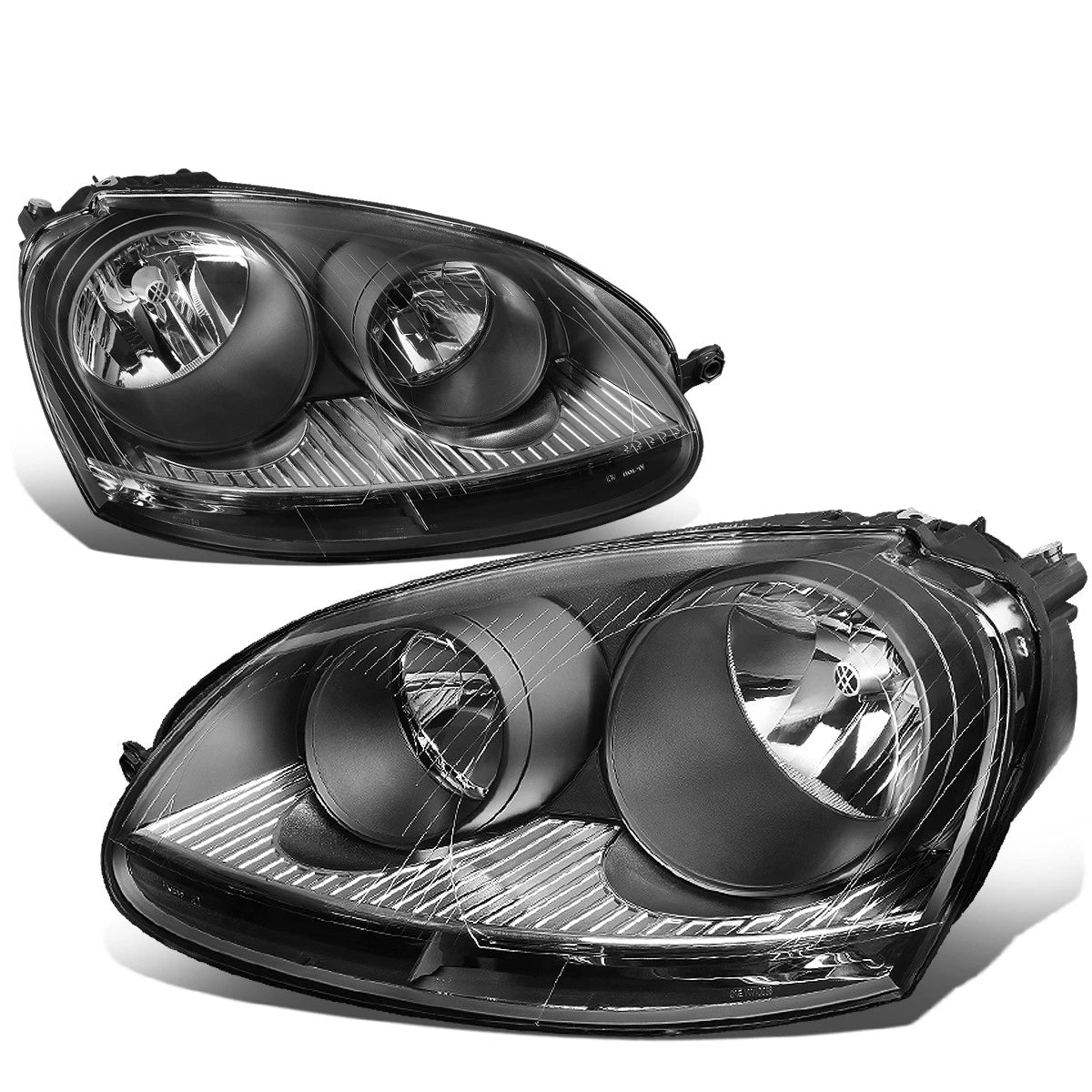 Pair of Headlights for VW Jetta Mk5 (2005–2010) - Black Housing, Clear Corner