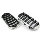2 x Black+Chrome Front Grill Dual Slat for BMW X5 F15 X6 F16 M (2014–2018)