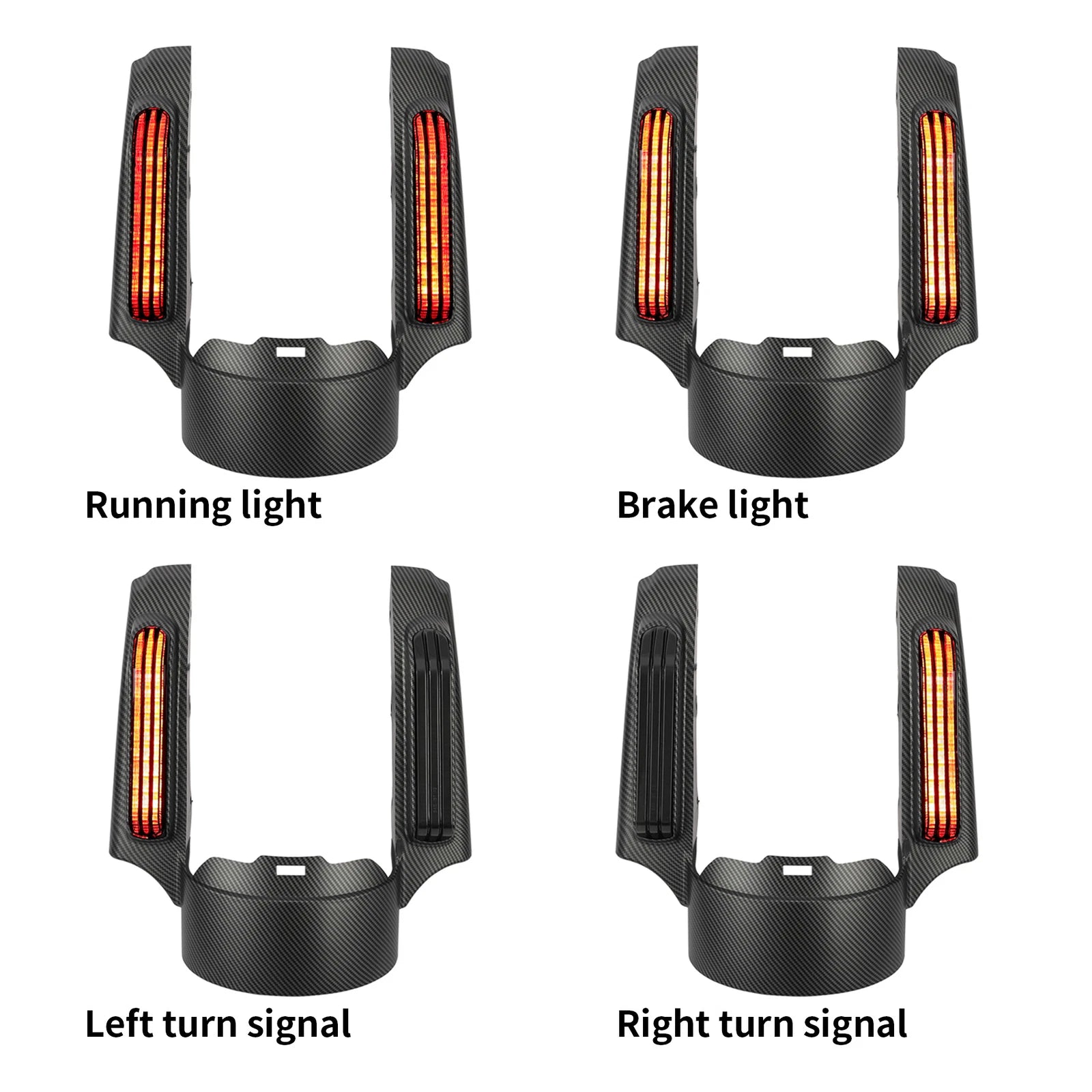 Matte Carbon Fiber Rear Fender Fascia LED Light for Harley Touring (2014–2024)