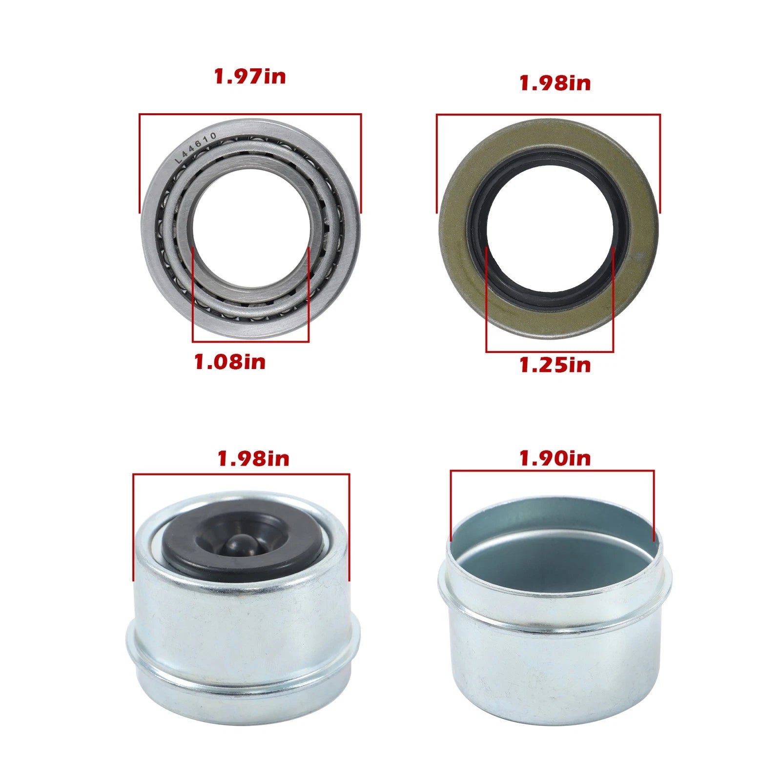 Set of 4 Trailer Bearing Kits for Trailer Axle (2000 lbs)