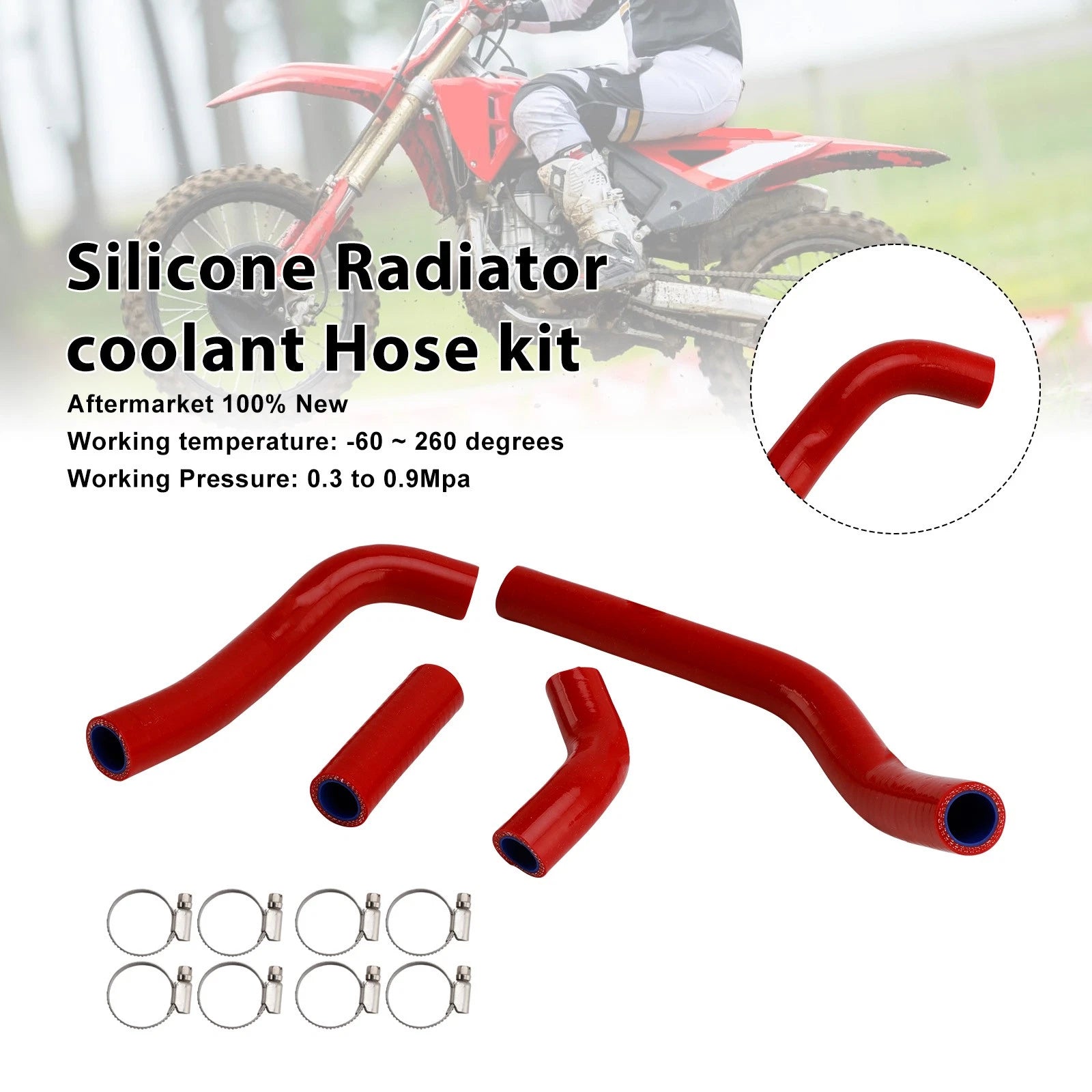 Silicone Radiator Coolant Hose Kit for Honda CRF450R RX RWE (2021–2025) Red