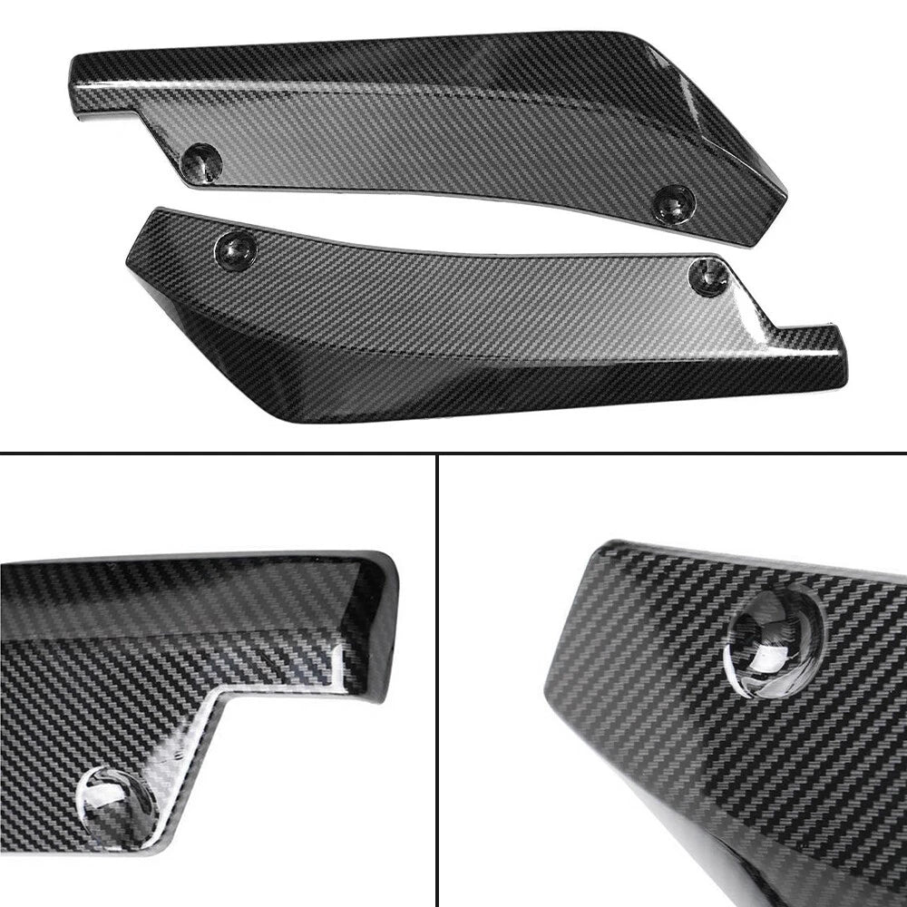 2X Carbon Fiber Rear Bumper Lip Diffuser Splitter for Universal Fit