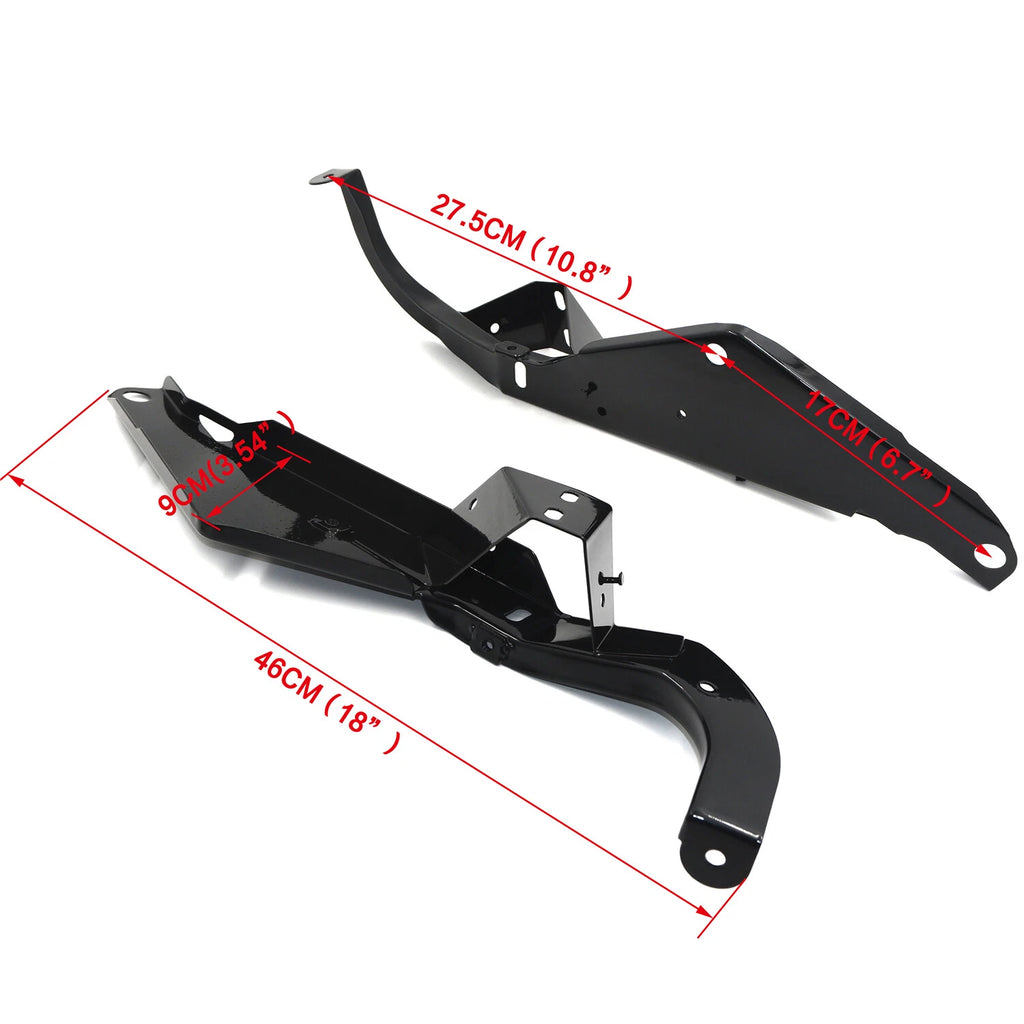Set of 2 Black Heavy Duty Front Batwing Fairing Support Brackets for Harley Touring (1993–2013)