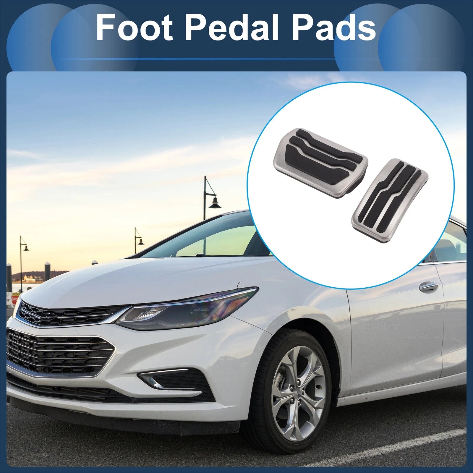 2X Foot Accelerator Pedal Covers for Ford Focus (2011–2018) Silver Tone