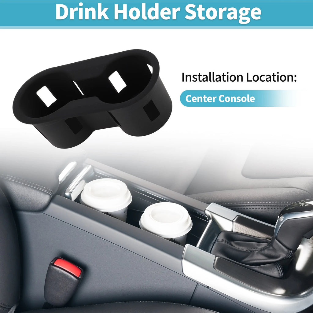 Center Console Cup Holder Organizer for Ford Bronco (2021–2025) Silicone Black
