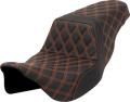 SADDLEMEN Step-Up Seat for FLH/FLT (2008–2023) - Lattice Stitch, Orange Stitch