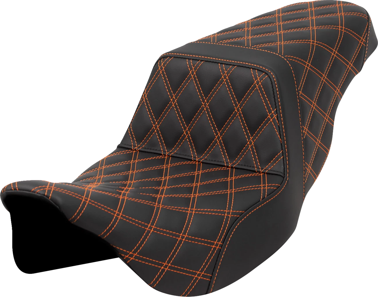 SADDLEMEN Step-Up Seat for FLH/FLT (2008–2023) - Lattice Stitch, Orange Stitch