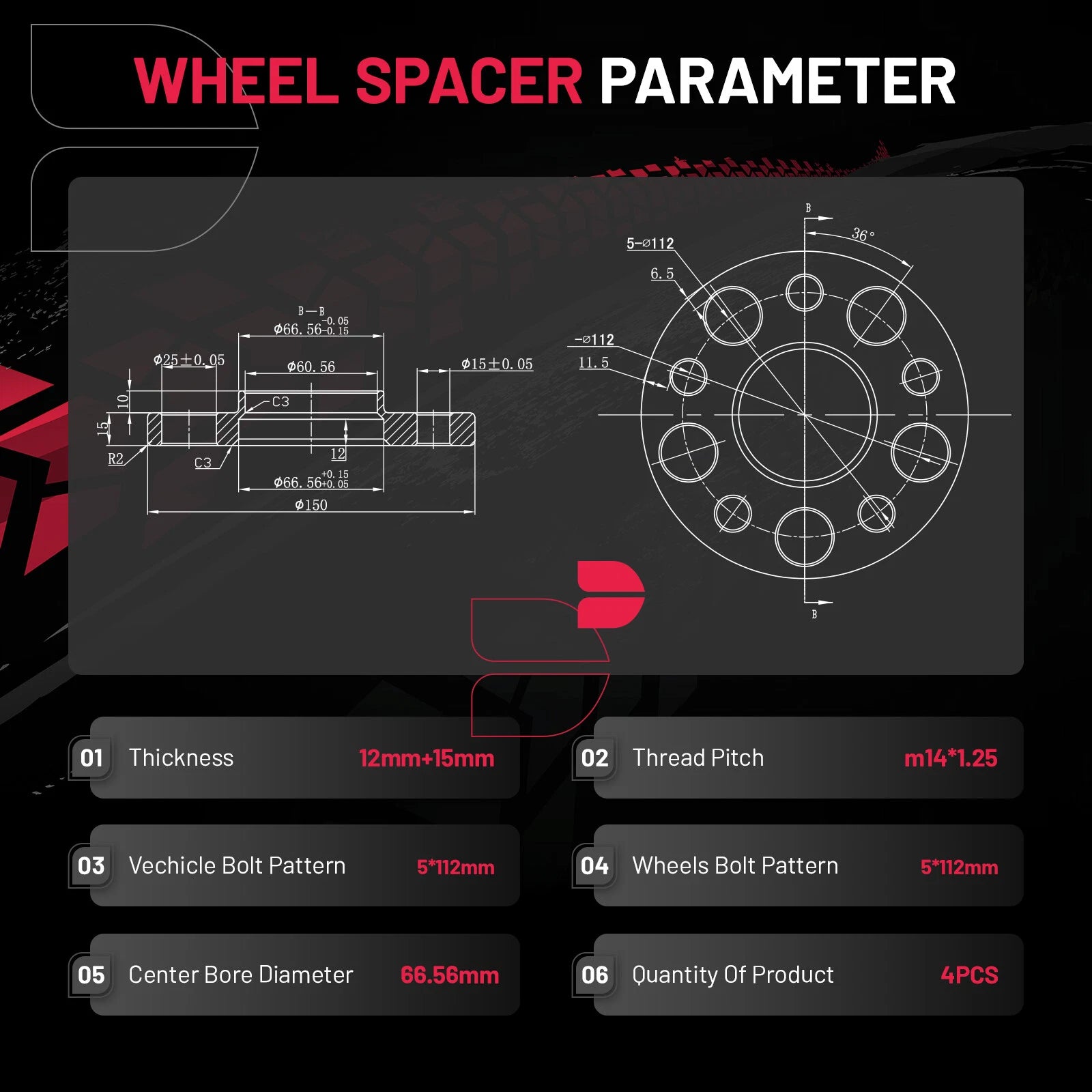 4PCS 12mm & 15mm Wheel Spacers for BMW (2014-2024)