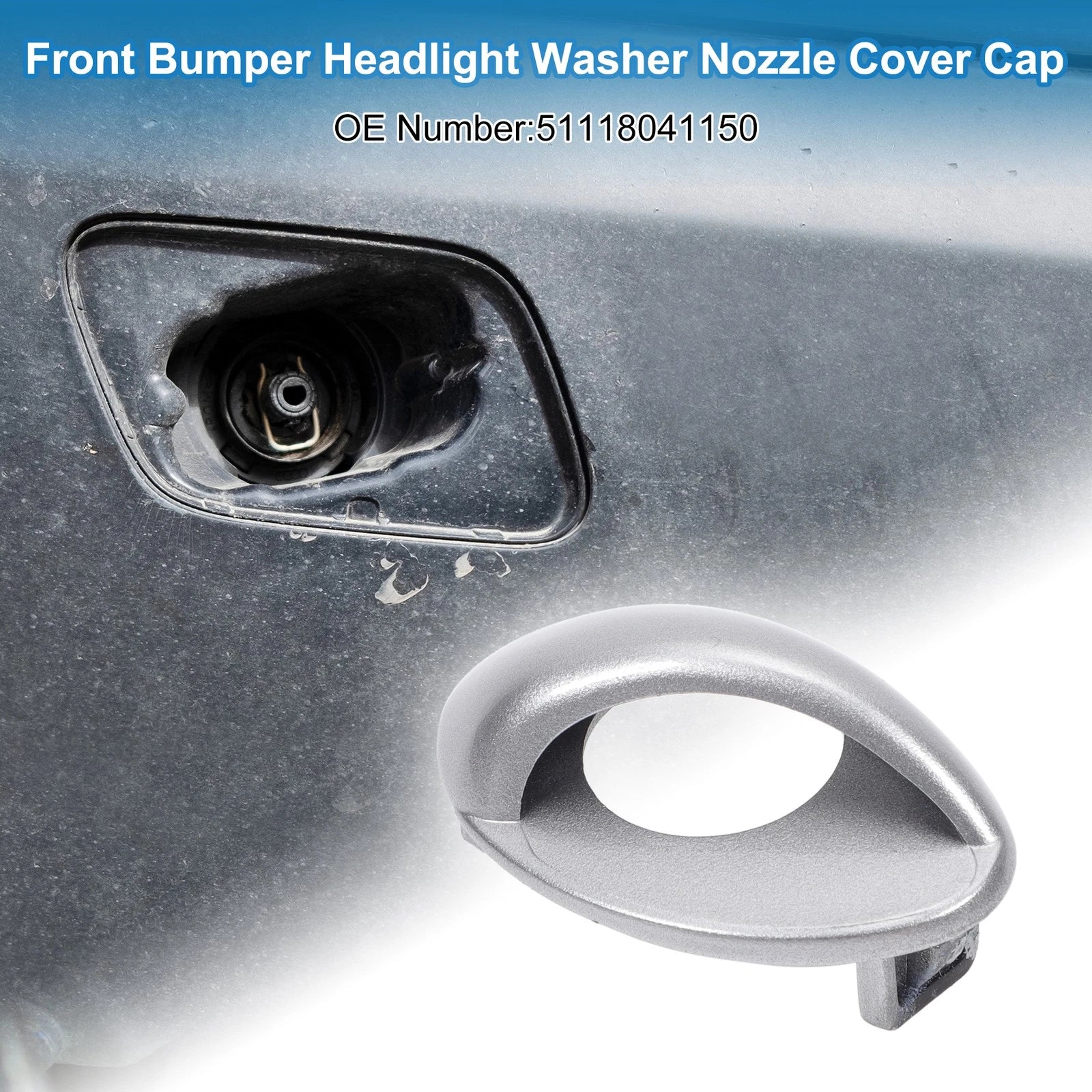 Bumper Headlight Washer Nozzle Cover Cap for BMW M3 (2008–2013) Silver Tone