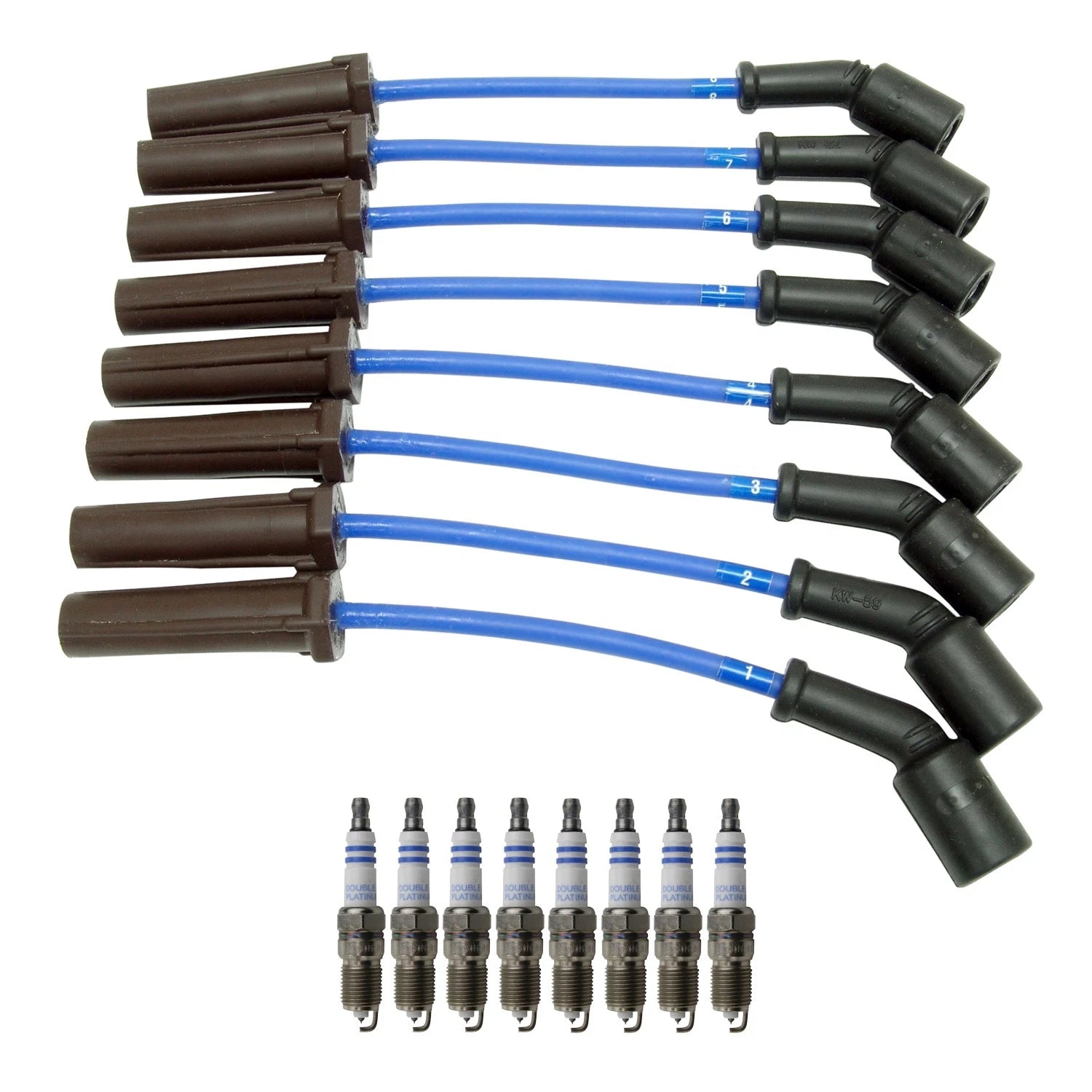 NGK Wire Set & Bosch 8 Double Platinum Spark Plugs for H2 Silverado 1500 (2001–2006)