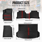 Set of 4 Car Floor Mats & Trunk Cargo Liner for Kia Seltos (2021–2025)