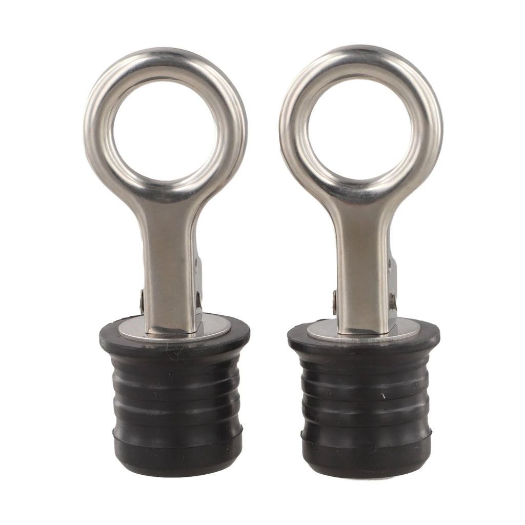 Set of 2 Rubber Drain Stoppers with Stainless Steel Seal for Boats and Lawn Rollers