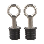Set of 2 Rubber Drain Stoppers with Stainless Steel Seal for Boats and Lawn Rollers