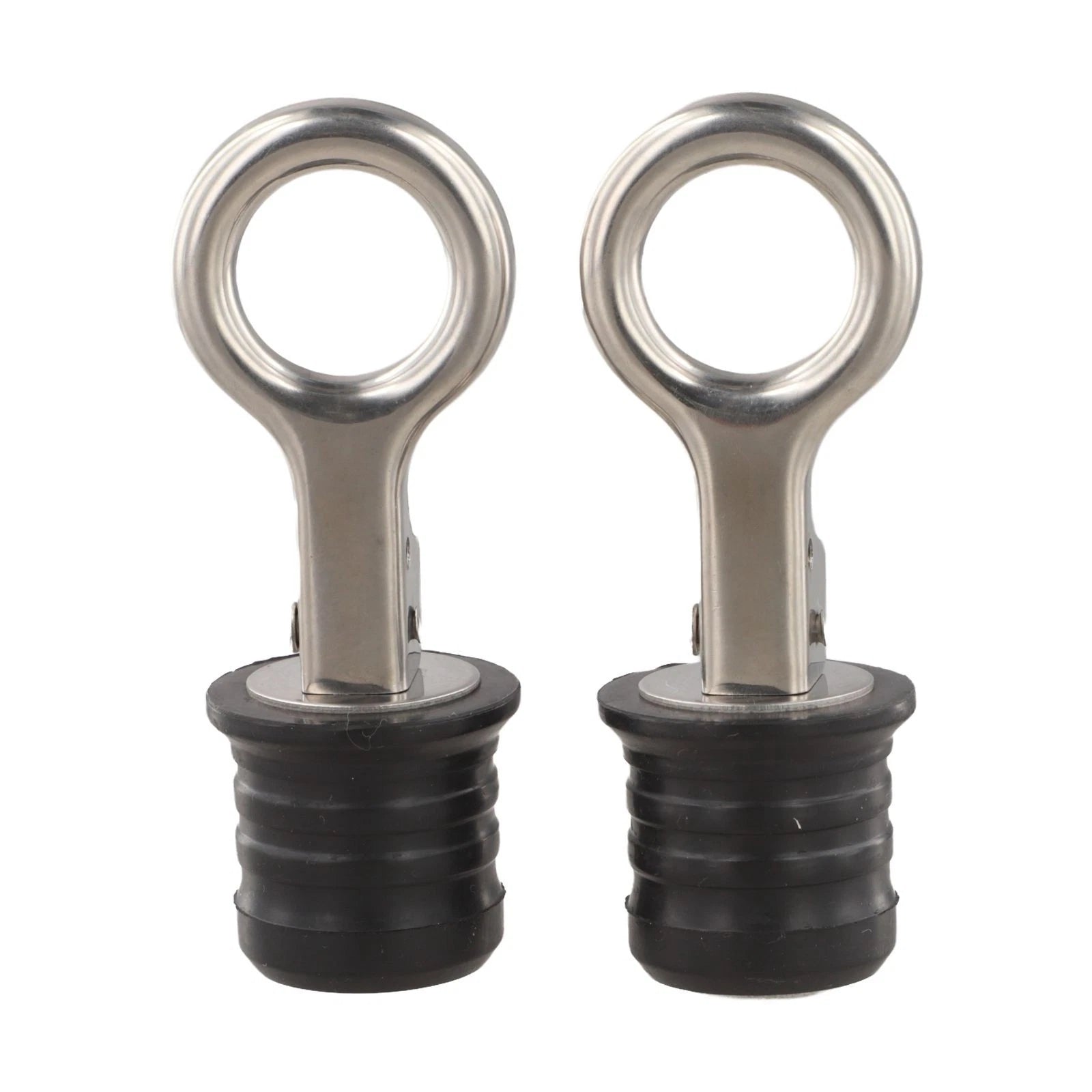 Set of 2 Rubber Drain Stoppers with Stainless Steel Seal for Boats and Lawn Rollers