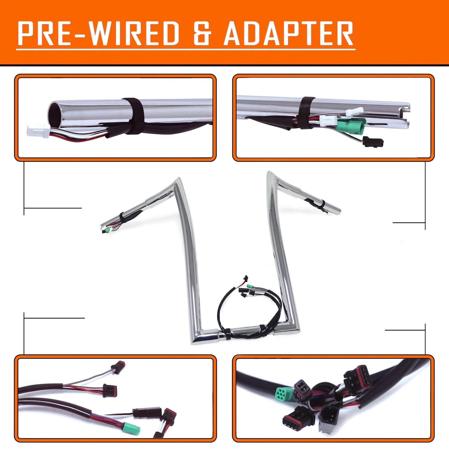 Chrome 14" Rise Prewired 1.25" Hanger Handlebar for Harley Road King (2014–2015)