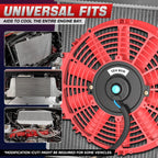 2X 12" Red Slim Electric Radiator Cooling Fan for Universal Applications
