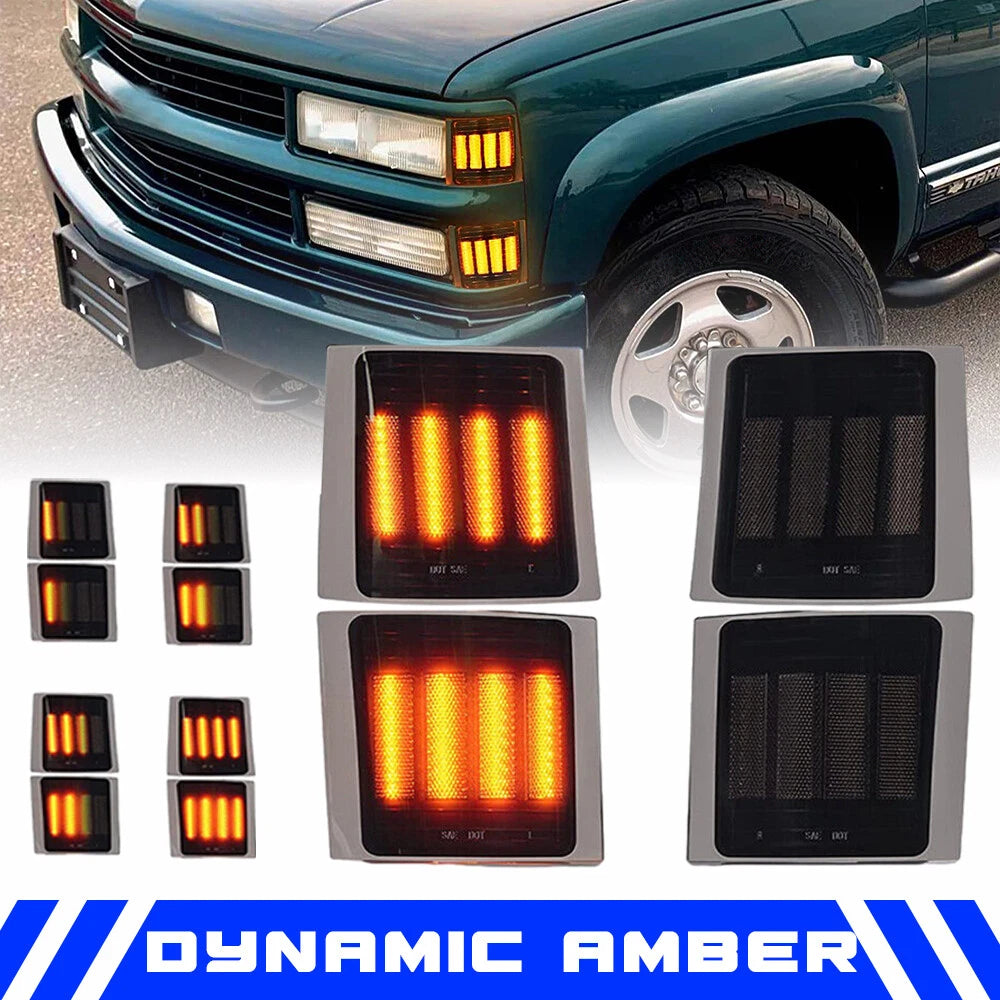 Dynamic Smoke LED Corner Turn Signal Lights for GMC Chevy C/K Silverado Suburban