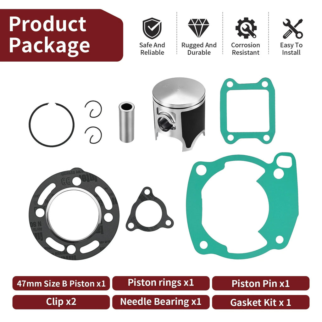 Piston Kit 47mm w/ Gaskets for Honda CR80R (1986–1991)