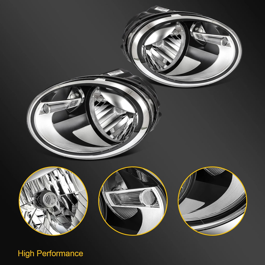 Headlight Assembly for Volkswagen Beetle (2012–2019) Black Housing Pair