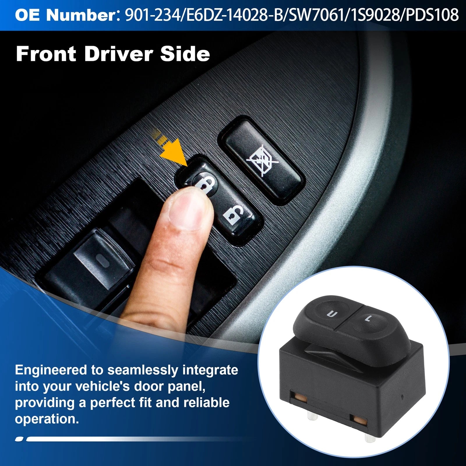 Front Driver Side Door Lock Switch 901-234 for Ford F-150 F-250 F-350 (1991–1996)