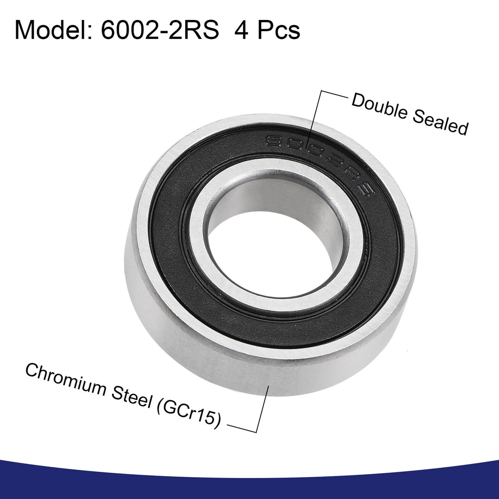 Set of 4 Deep Groove Ball Bearings 6002-2RS Z2 15x32x9mm