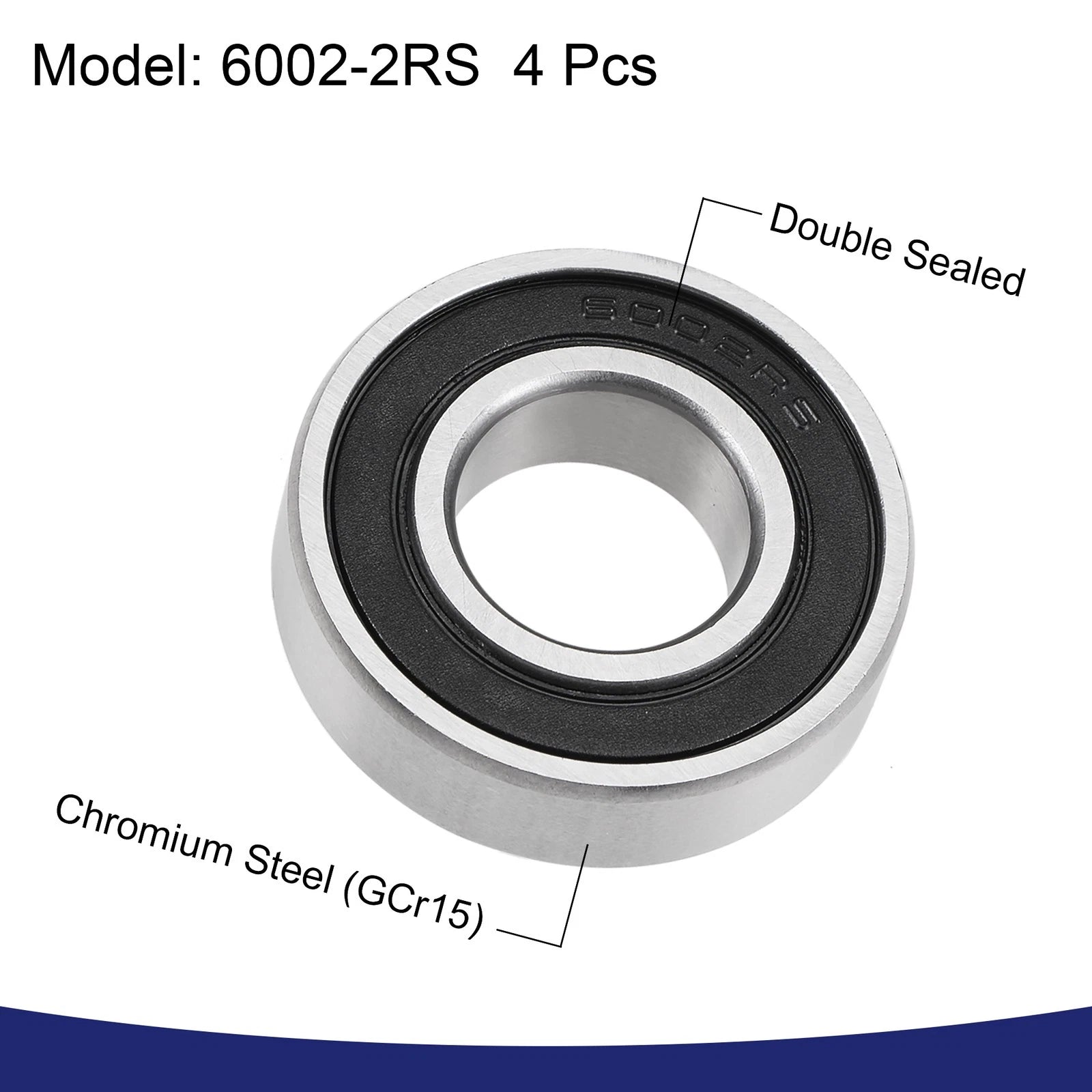 Set of 4 Deep Groove Ball Bearings 6002-2RS Z2 15x32x9mm