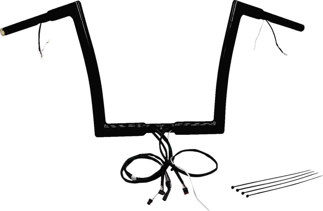 1-1/4" Flat Top Handlebar Kit for Harley Davidson (EZ Install, 12", Black)