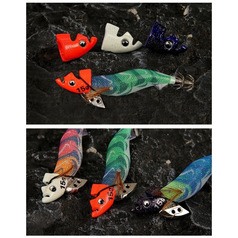 Squid Jig Glow Egi Sinker Set of 4 (7g, 10g, 15g, 20g) for Sea Fishing