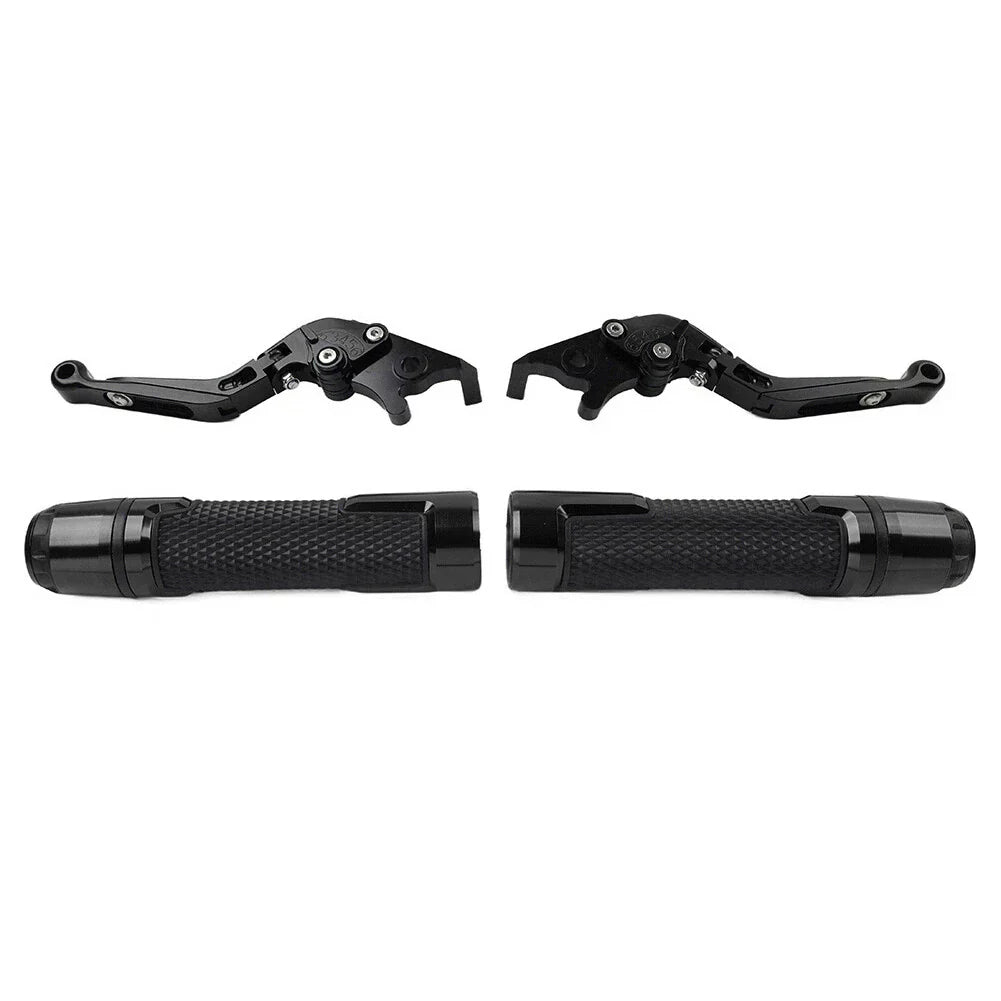 Black Extendable Brake Clutch Levers Grips Set for Suzuki GSR750 (2011-2016)