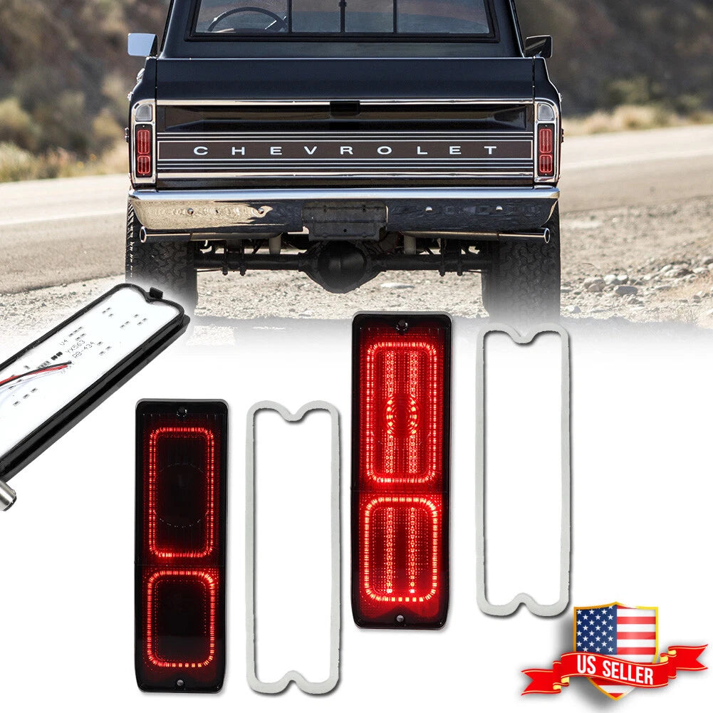Smoked Red LED Tail Lights for Chevy GMC Pickup Truck (1967–1972)