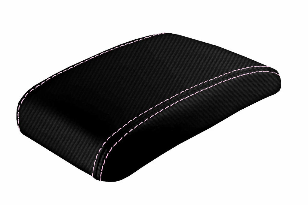 Console Lid Armrest Cover for Subaru Impreza (2000–2007) Carbon Fiber Pink Stitch