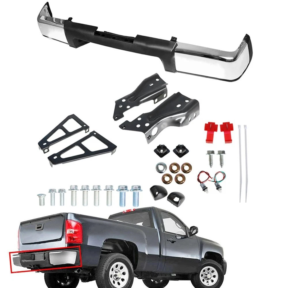 Chrome Rear Bumper Assembly for Chevy Silverado GMC Sierra 1500 (2007â2013)