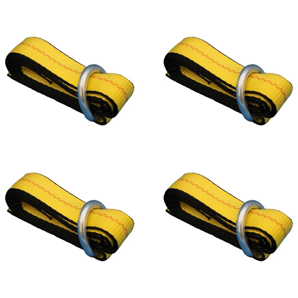 Set of 4 Wheel Tie Down Straps 8' w/D-Ring for Car Hauler Tow Dolly