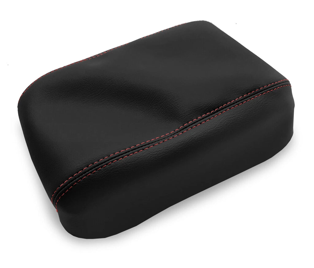 Center Console Lid Armrest for Jeep Wrangler (2018–2020) - PVC Leather, Red Stitch