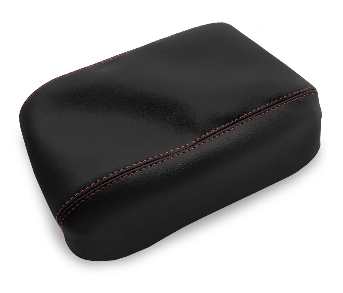 Center Console Lid Armrest for Jeep Wrangler (2018–2020) - PVC Leather, Red Stitch