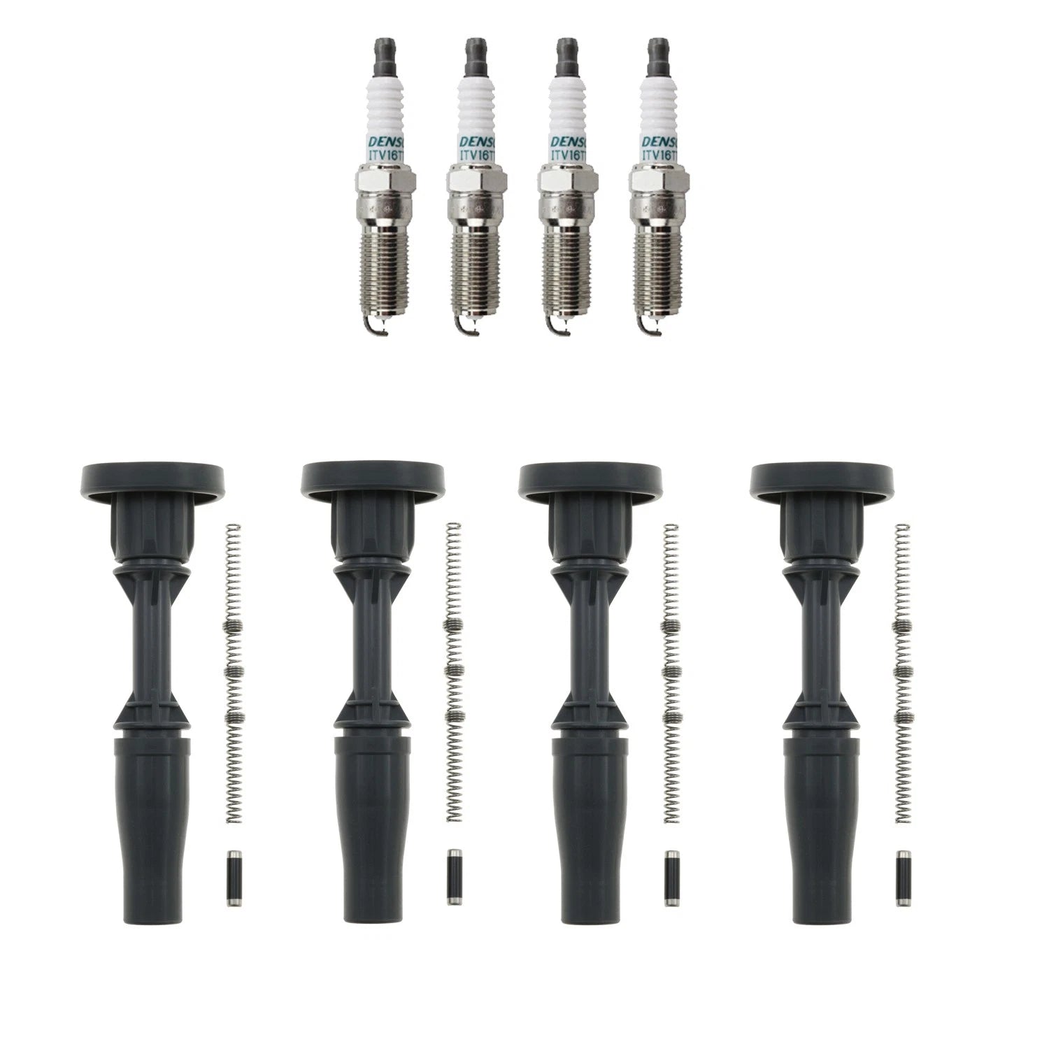 Set of 4 Denso Iridium Spark Plugs & NGK Coil Boot Kit for ATS Colorado Envision (L4 2.5 2.0)