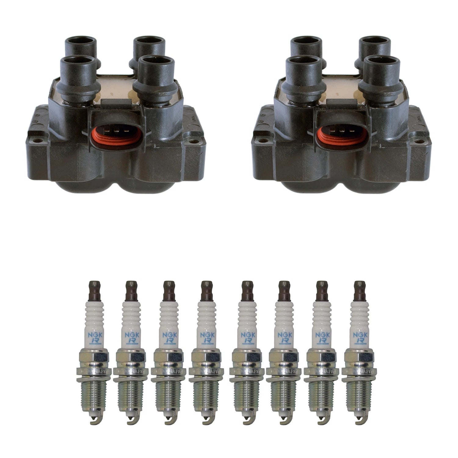 2X Ignition Coil & NGK Platinum Spark Plugs Kit for F-150 F-250 Mustang (1997–2021)