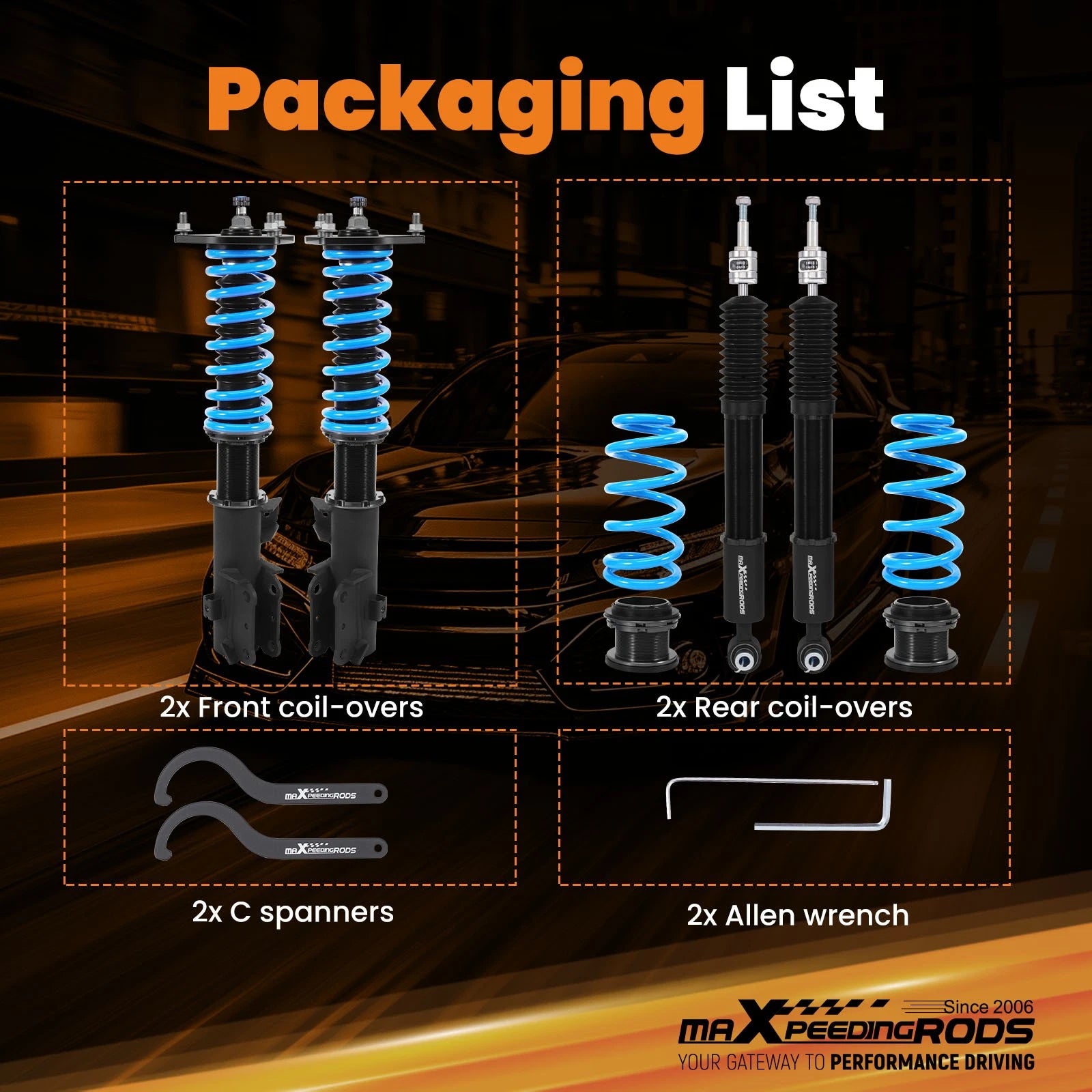 Coilovers 24 Way Adjustable Damper Lowering Kit for Kia Sportage (2017-2022)