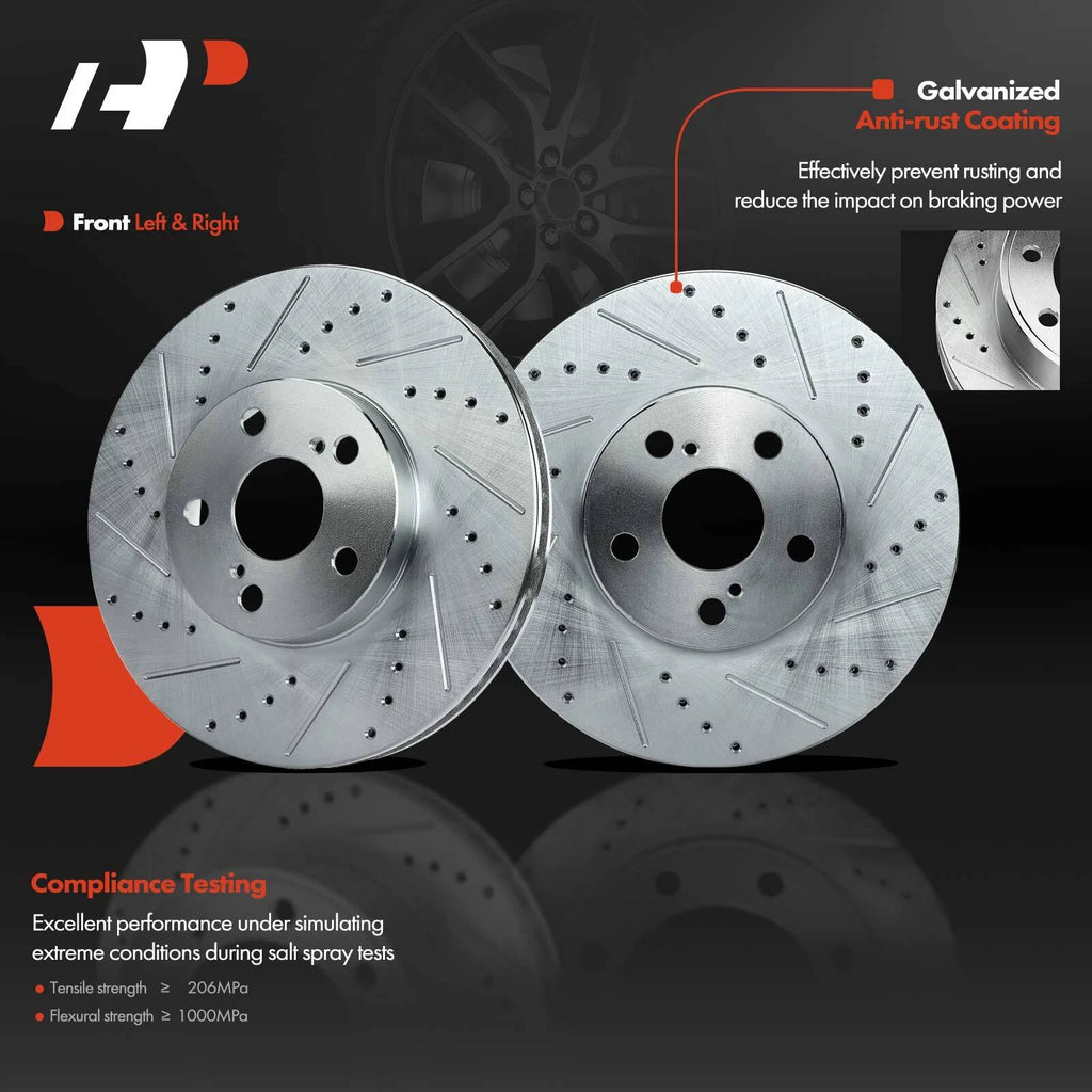 Front Drilled Brake Rotors and Ceramic Pads for Toyota Corolla (2003–2008)