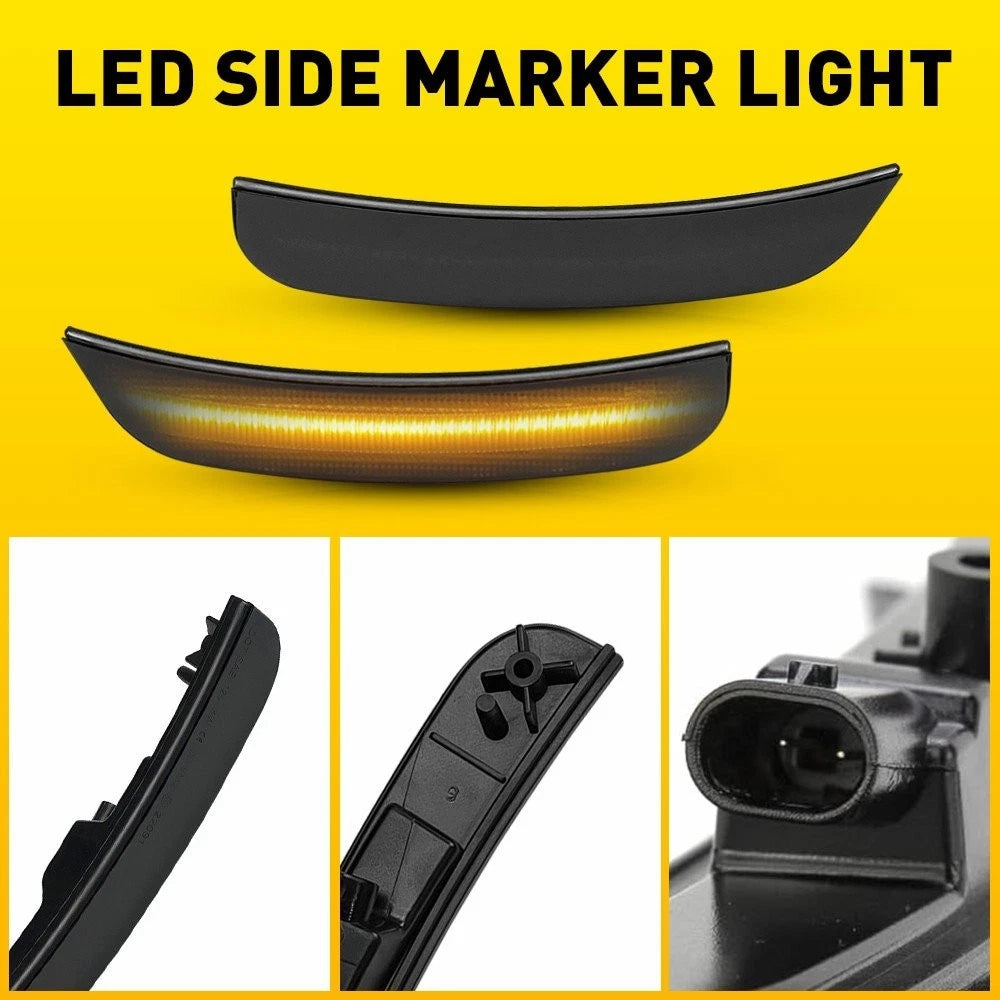 2X Amber LED Smoke Side Marker Light for Chrysler 300 (2015–2023)