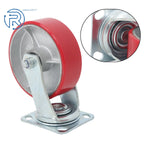 Set of 4 Heavy Duty Red Tilt Casters 6"×2" 4800 lb Capacity