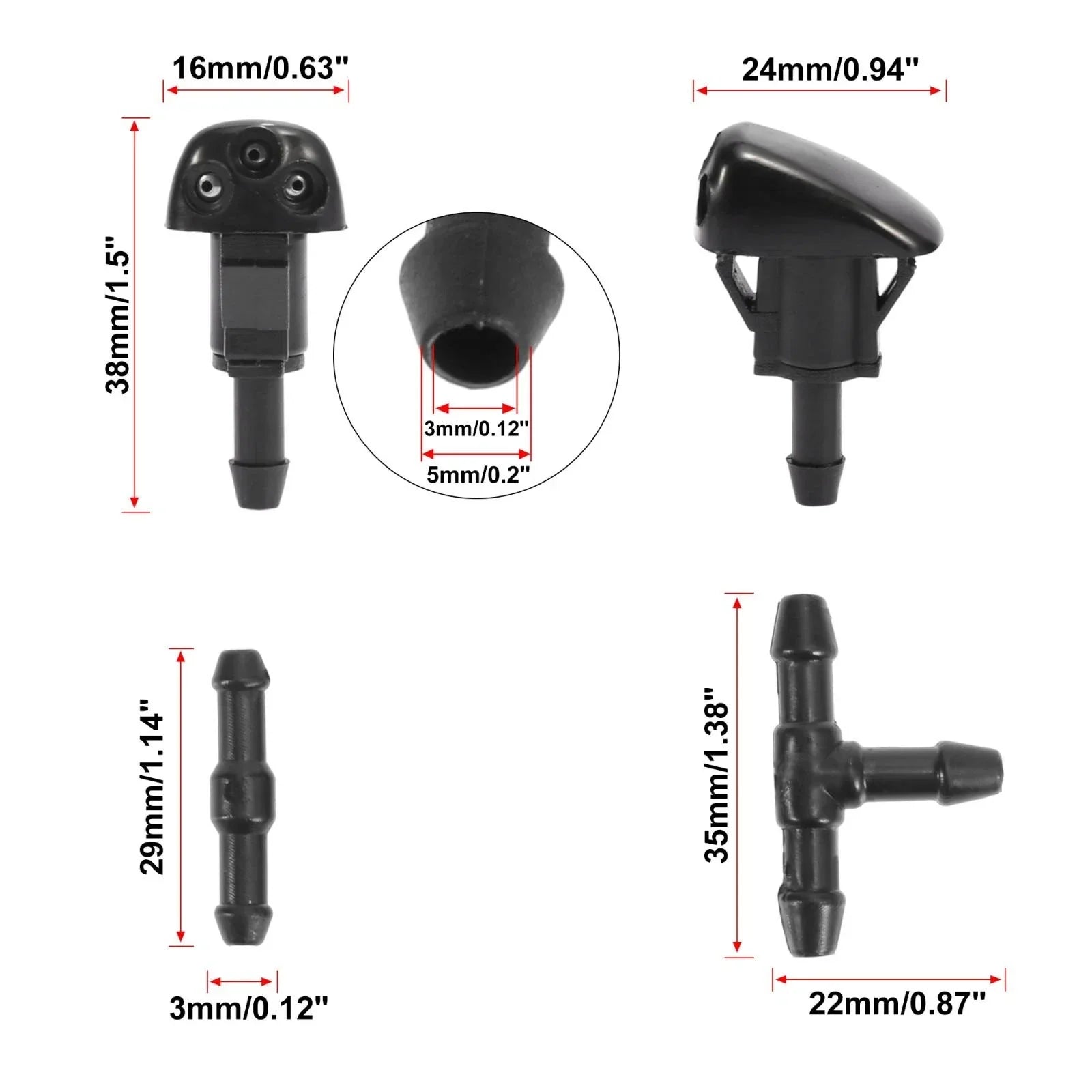 7 x Windshield Wiper Fluid Squirter Nozzles for Hyundai Tiburon (2003-2008)