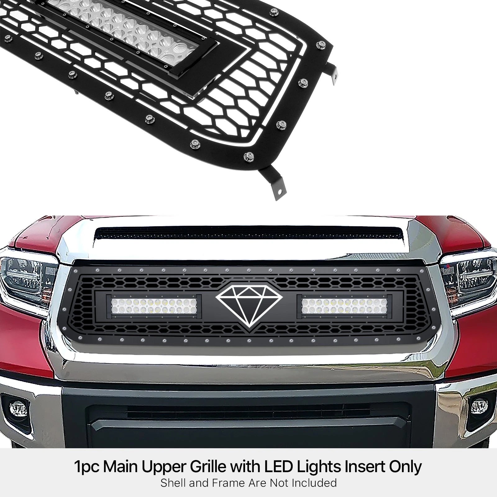 Upper Black Mesh Grille with LED Insert for Toyota Tundra (2014-2017)