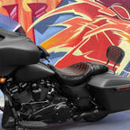 Brown Black Driver & Passenger Seat Backrest Pad for Harley Touring (2009-2023)