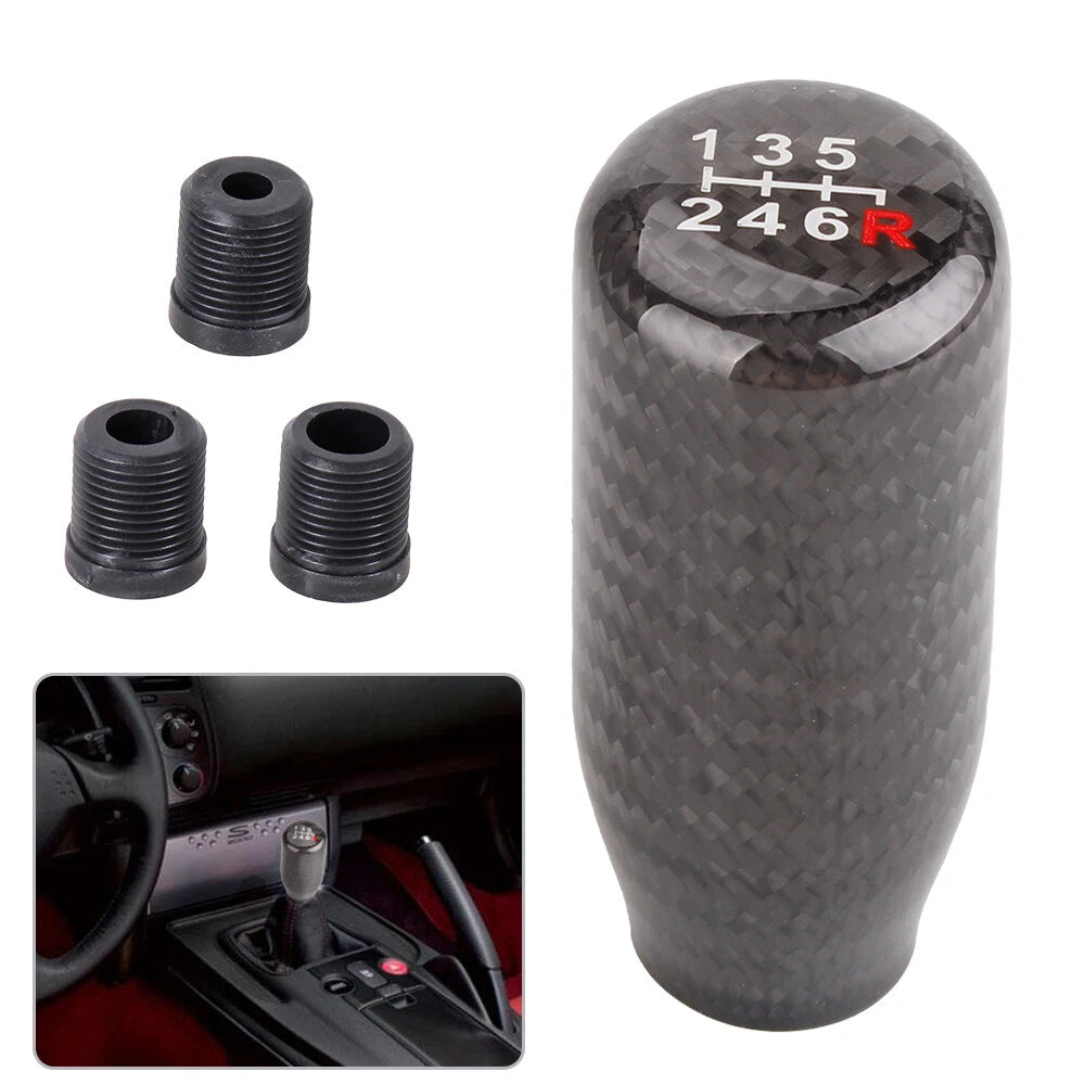 Carbon Fiber Manual Gear Shift Knob Shifter Lever 6 Speed Universal
