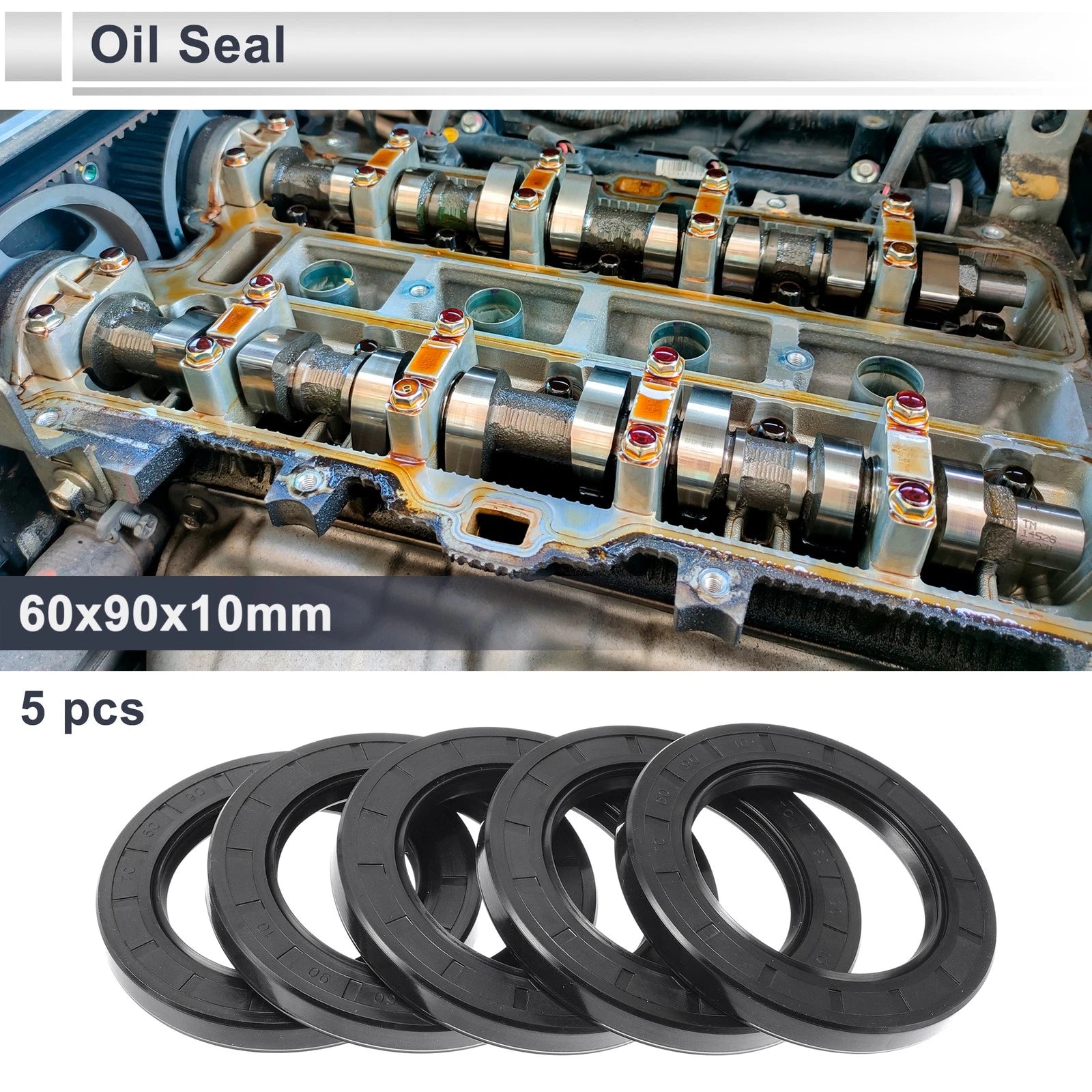 Set of 5 Oil Seal Rotary Shaft Seal for Various Models (60x90x10mm)