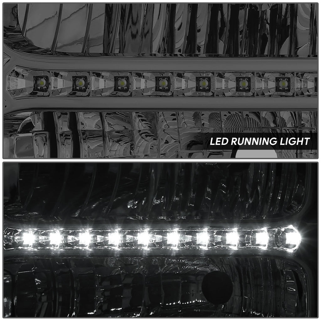 3D LED Running Strip Chrome Smoke Headlight for Ford F250-550 SD (2005–2007)