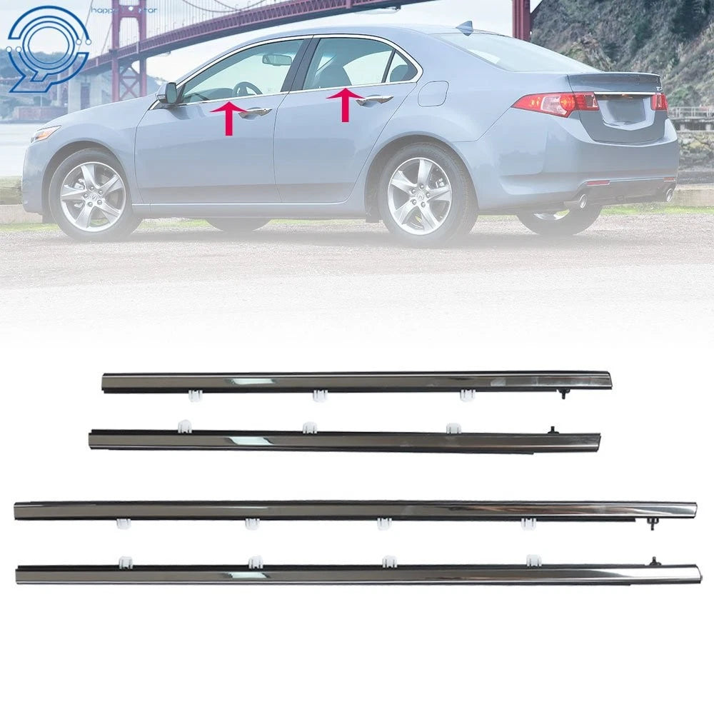 Set of 4 Window Weatherstrip Seal Chrome for Acura TSX (2009–2014)
