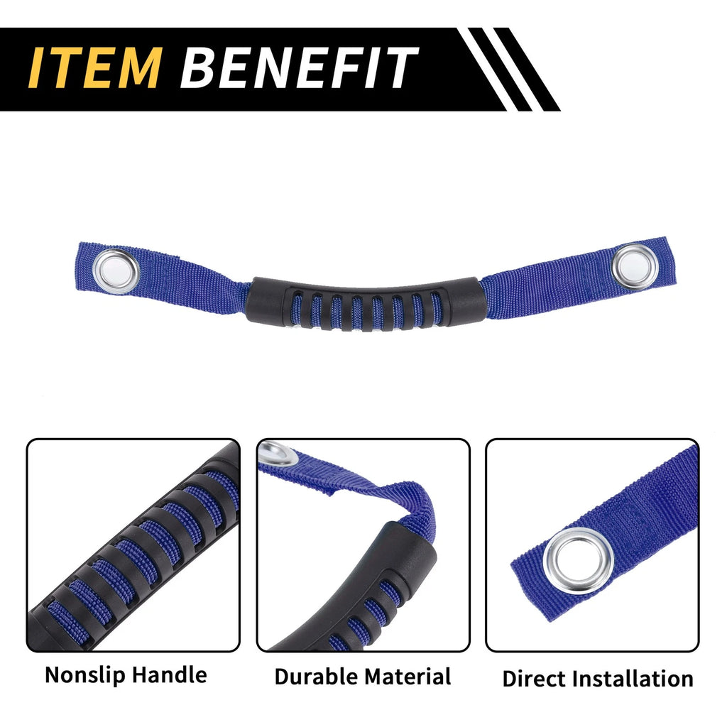 2X Roll Bar Grab Handles for Jeep Wrangler (2007–2023) - Oxford Cloth Blue